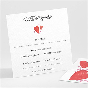 Carton réponse mariage coeurs