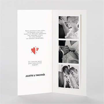 Remerciement mariage coeurs - Intérieur du faire-part