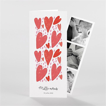 Remerciement mariage coeurs - Devant de la carte