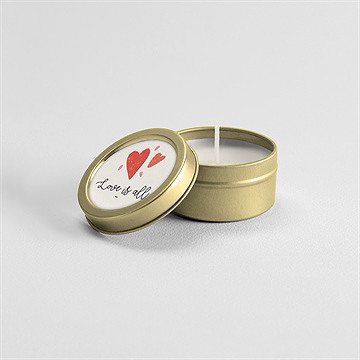 Bougie mariage coeurs or - Mise en situation