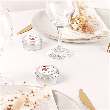 Bougie mariage coeurs argent - Mise en situation