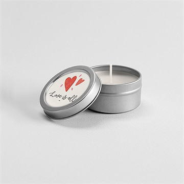 Bougie mariage coeurs argent - Mise en situation