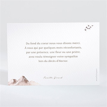 Remerciement décès crépuscule en aquarelle - Dos du carton