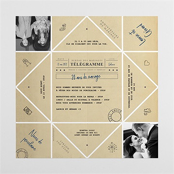 Invitation anniversaire de mariage 20 ans de bonheur cocotte - Intérieur de la cocotte dépliée