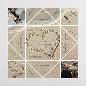 Invitation anniversaire de mariage sous le soleil cocotte - Intérieur de la cocotte dépliée