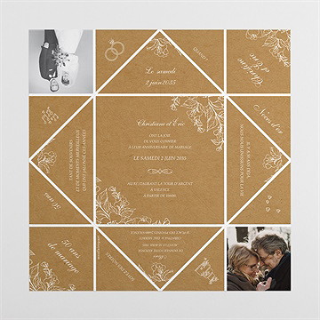 Invitation anniversaire de mariage partageons cocotte - Intérieur de la cocotte dépliée