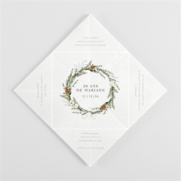 Invitation anniversaire de mariage hivernale - Intérieur de la cocotte pliée