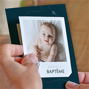 Faire-part de baptême mon passeport bapteme duo