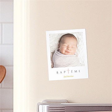 Faire-part de baptême gravure gaufrée duo - Mise en situation