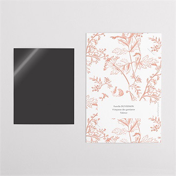 Faire-part de baptême gravure gaufrée duo - Dos du faire-part