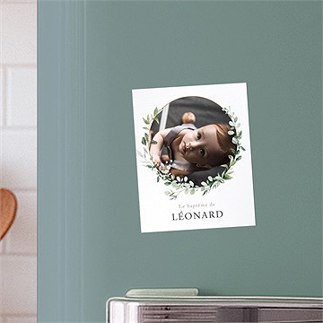 Faire-part de baptême l'eucalyptus duo - Mise en situation