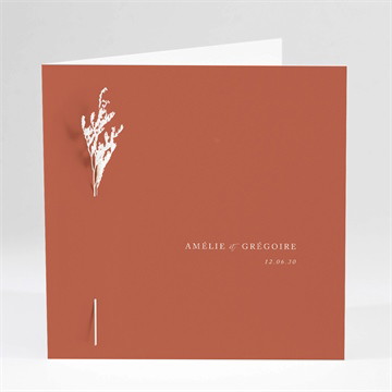 Faire-part mariage jolie esquisse fleur séchée