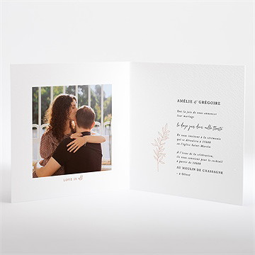 Faire-part mariage jolie esquisse fleur séchée - Intérieur du faire-part