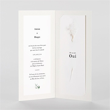 Faire-part mariage emeraude fleur séchée - Intérieur du faire-part