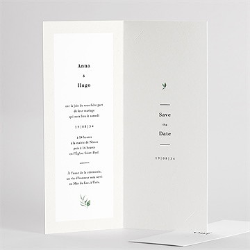 Faire-part mariage emeraude fleur séchée - Intérieur du faire-part 2