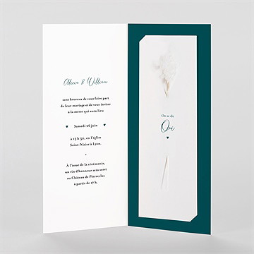 Faire-part mariage notre union fleur séchée - Intérieur du faire-part