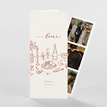 Remerciement mariage a l'italienne - Devant du faire-part
