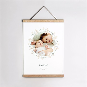 Affiche naissance multiphoto fleuri plié