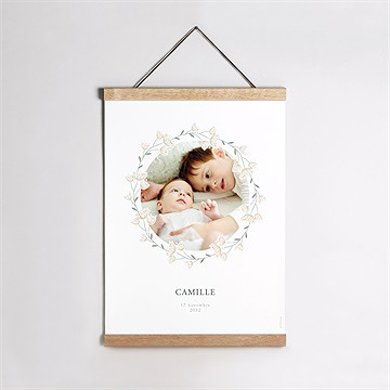 Affiche naissance multiphoto fleuri