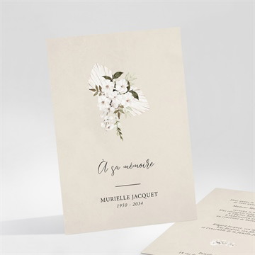 Faire-part décès bouquet blanc plié