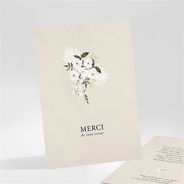 Remerciement décès bouquet blanc