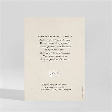 Remerciement décès bouquet blanc - Dos de la carte