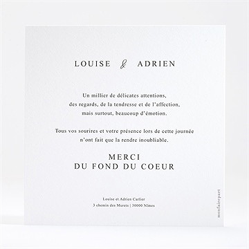 Remerciement mariage bel éclat - Dos de la carte