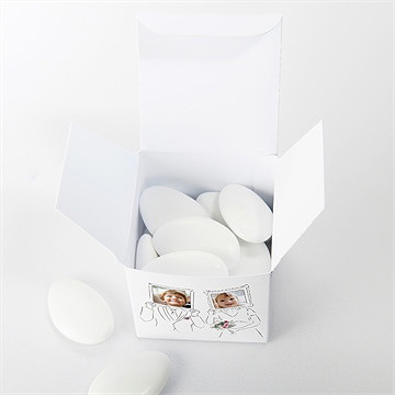 Boîte de dragées mariage jolie devinette - Intérieur de la boîte