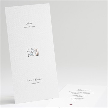 Menu mariage jolie devinette pochette duo