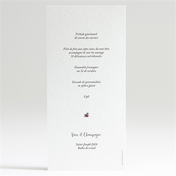 Menu mariage jolie devinette - Dos du menu