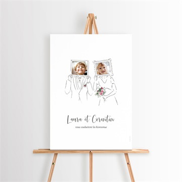 Panneau bienvenue jolie devinette pochette duo