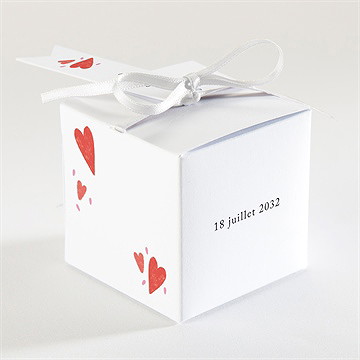 Boîte de dragées mariage coeurs - Dos de la boîte