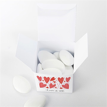 Boîte de dragées mariage coeurs - Intérieur de la boîte