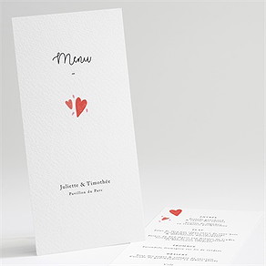 Menu mariage coeurs