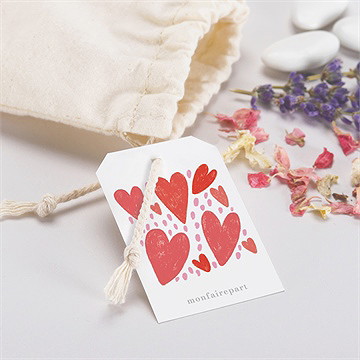 Pochon mariage  coeurs - Mise en situation