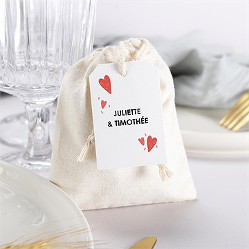 Pochon mariage  coeurs - Mise en situation