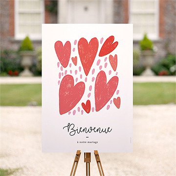 Panneau bienvenue coeurs - Mise en situation