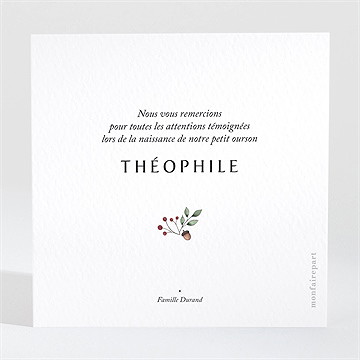 Remerciement naissance forêt d'automne - Dos de la carte