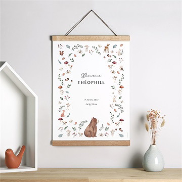 Affiche naissance forêt d'automne - Mise en situation