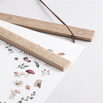Affiche naissance forêt d'automne - Détail des supports en bois