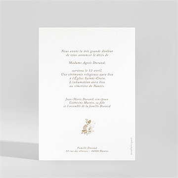 Faire-part décès douceur d'automne - Dos du faire-part