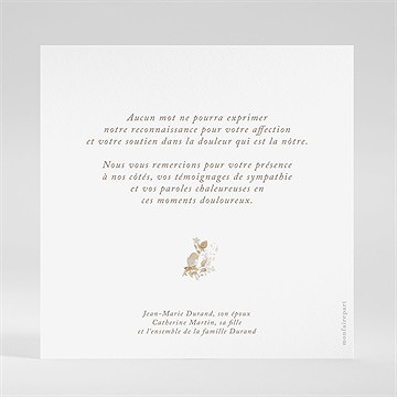 Remerciement décès douceur d'automne - Dos du carton