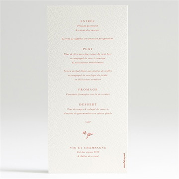 Menu mariage a l'italienne - Dos du menu