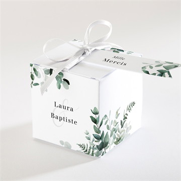 Boîte de dragées mariage végétal étiquette