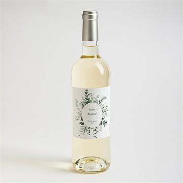 Etiquette de bouteille mariage végétal - Mise en situation