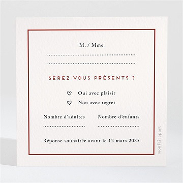 Carton réponse mariage champagne - Dos du carton