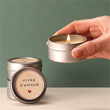 Bougie mariage champagne argent - Mise en situation
