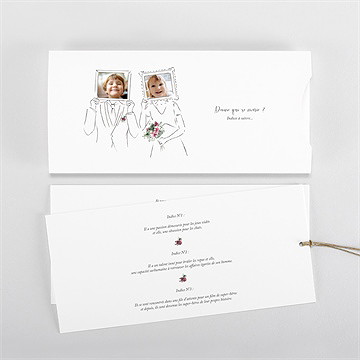 Faire-part mariage jolie devinette pochette duo - Vue d'ensemble