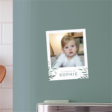 Faire-part de baptême jolie annonce champêtre duo - Mise en situation