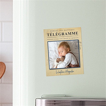 Faire-part de baptême télégramme baptême duo - Mise en situation